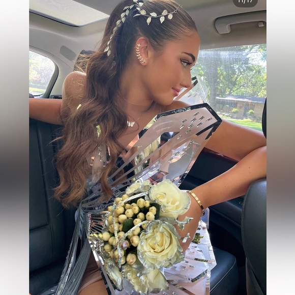 Sheer Nude and Silver Mirrored Cocktail Dress prom dress - Picture 8 of 17